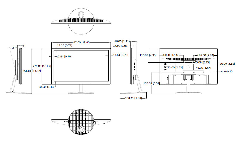 DS-D5027F2-1P2 - Wymiary monitora Hikvision.