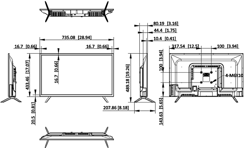 DS-D5032F3-1V0S - Wymiary monitora Hikvision.